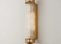 Sharima Ribbed Glass Rod Cylindrical Wall Light, 2 Heads Wall Lamp Wall Sconce