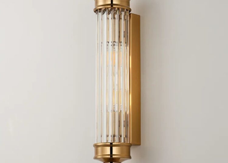 Sharima Ribbed Glass Rod Cylindrical Wall Light, 2 Heads Wall Lamp Wall Sconce