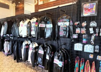 A pop-up NFL Shop selling Super Bowl LX merchandise, photographed Feb. 3, 2026, is open at San Pedro Square in downtown San Jose. (Sal Pizarro/Bay Area News Group)