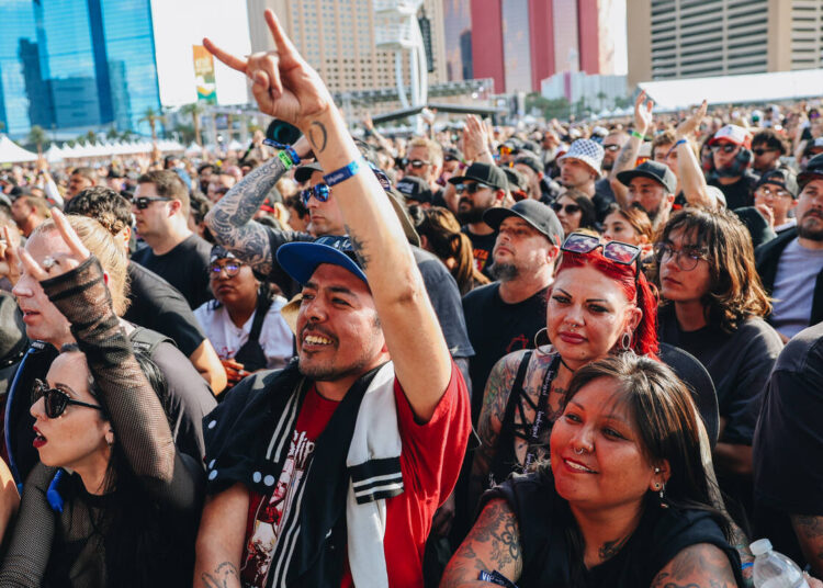 Festival attendees take in a set by A Perfect Circle during the Sick New World music festival a ...