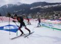 Athletes compete during the men's sprint race at the Ski Mountaineering World Cup event in Bormio, Italy in February 2025.