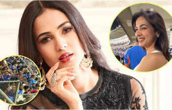 Sonal Chauhan blushes as crowd sings her 'Zara Sa' song live at India vs New Zealand T20 World Cup final - Video