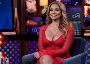 Gizelle Bryant in a red dress on Watch What Happens Live