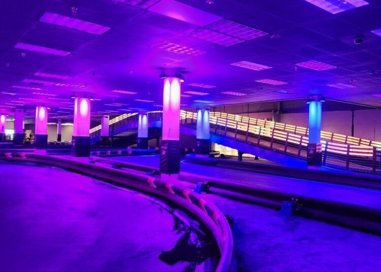 High speed go kart track inside Zap Zone XL in Portage, MI. (Collin Rogers/WWMT){p}{/p}