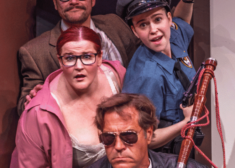 Felicia Hall, Nicholis Sheley, Charlotte Hecker and Will Hughs in The Theatre Group at SBCC’s production of 'Unnecessary Farce' by Paul Slade Smith. (Courtesy photo)