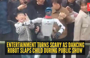 Watch here: Entertainment turns scary as dancing robot slaps child during public show