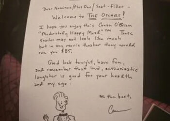 Oscars 2026 note from host Conan O'BrienCredit: patrick gomez