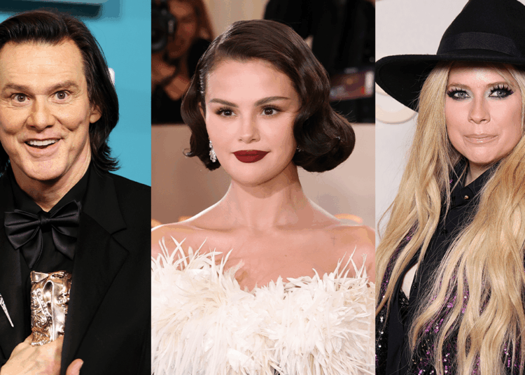 From left: Jim Carrey, Selena Gomez and Avril Lavigne.