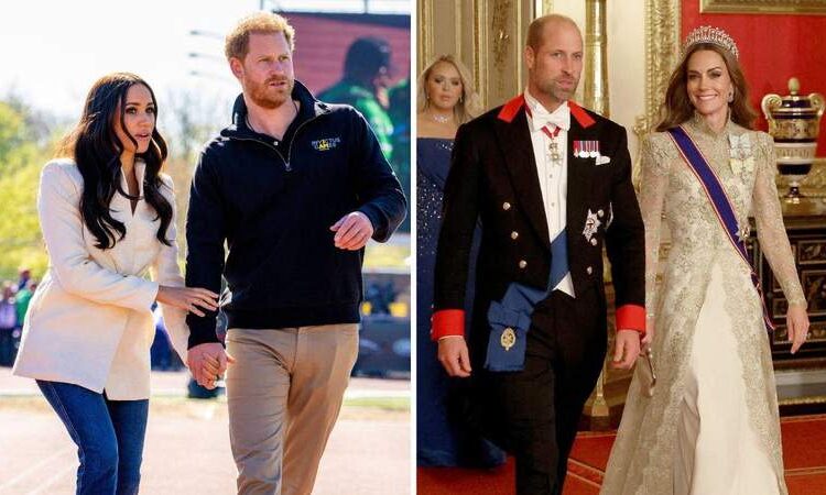 Kate Middleton and Prince William are reportedly fuming over the Sussexes' allegedly fake royal trips.MEGA