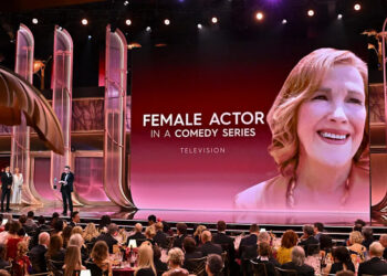 Seth Rogen and Catherine O'Hara at the 32nd Annual Actor Awards Presented by SAG-AFTRA held at Shrine Auditorium and Expo Hall on March 01, 2026 in Los Angeles, California.
