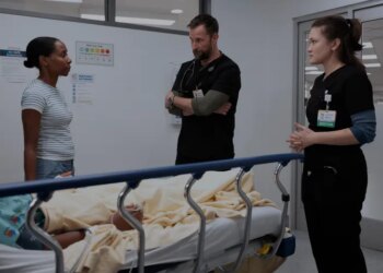 Earlier this season, "The Pitt" touched on immigration-related issues with a young patient and his sister (Sasha Compère, pictured left), whose parents were detained and deported during a routine check-in.