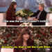 Dakota Johnson and Ellen seated on a talk show set with a winter backdrop, engaged in conversation