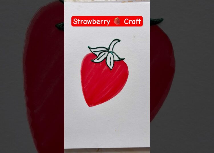 Easy DIY Strawberry 🍓✨ #diy #craft #art #kids #kidsdrawing #cartoon #shorts