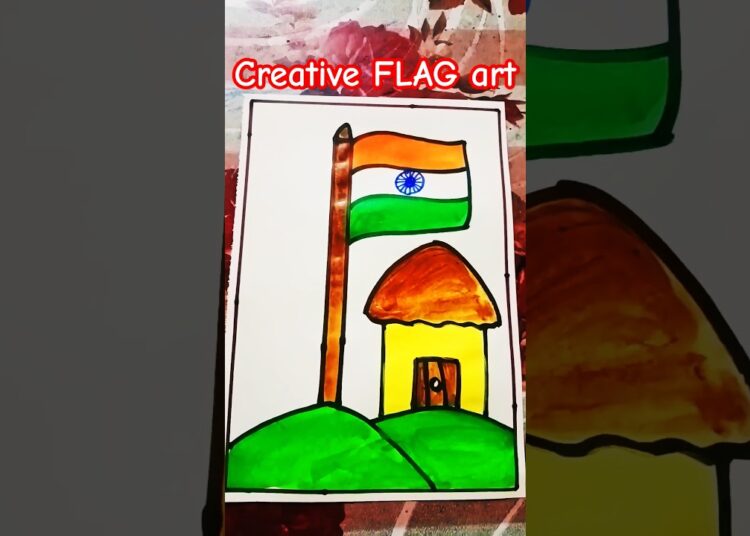 Easy FLAG art |#shorts #trending #ytshorts #drawing #DrawingWithChiku #viral #art #diy #artist