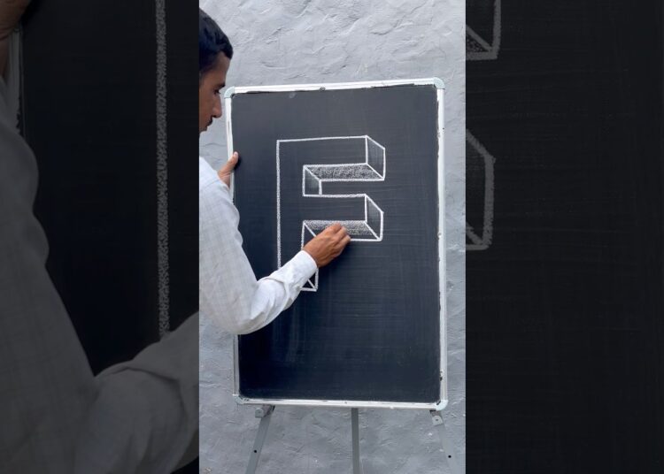 Easy 3D F letter drawing ||😳👌 #3dart #3dletterdrawing #artist