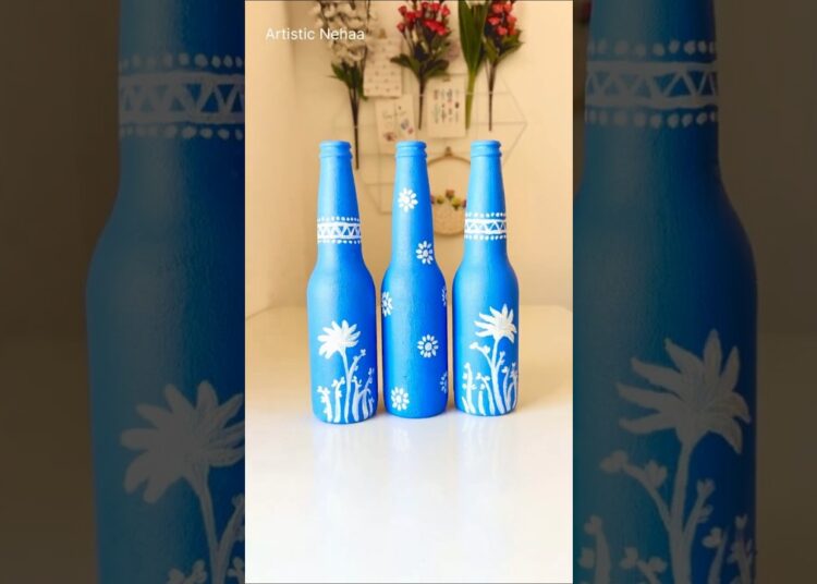 Indian Traditional Art Form on Bottles | Bottle Art #diy #art #craft #shorts