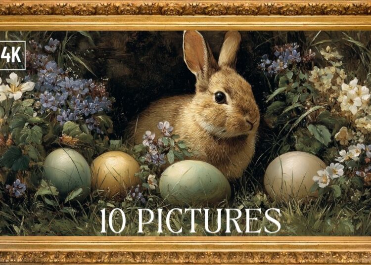 🐣 10 Vintage Easter Paintings | Frame TV Art | Cozy Easter Jazz Ambience | 4K