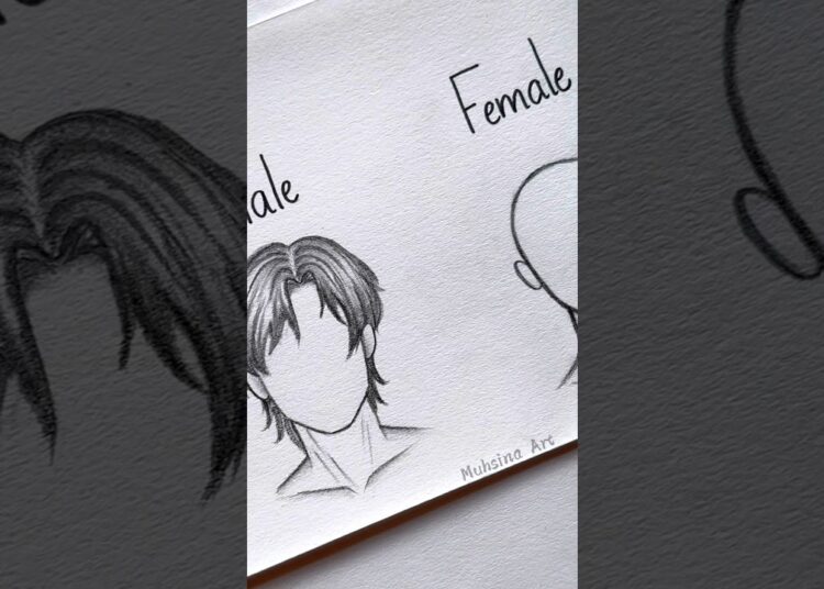 Hair drawing MALE vs FEMALE #shorts #craft #art #drawing #crafts #satisfying