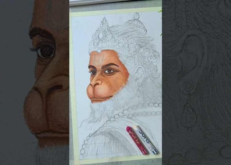 Hanuman ji Drawing..🚩🥰 #shorts #art #drawing #hanuman #youtubeshorts