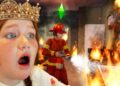 ROYAL HOUSE catches on FiRE!!  Queen Adley & Princess Navey helping Dad become King! new Sims Movie