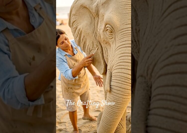 50-Year-Old Artist Creates Life-Size Sand Elephant #shorts