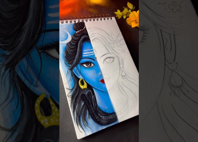 Anime shiv Parvati drawing 💙✨❤️#art #drawing #shorts