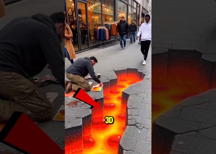 Street Artist Sets a 3D Trap… You Won’t Believe What Happens!😱