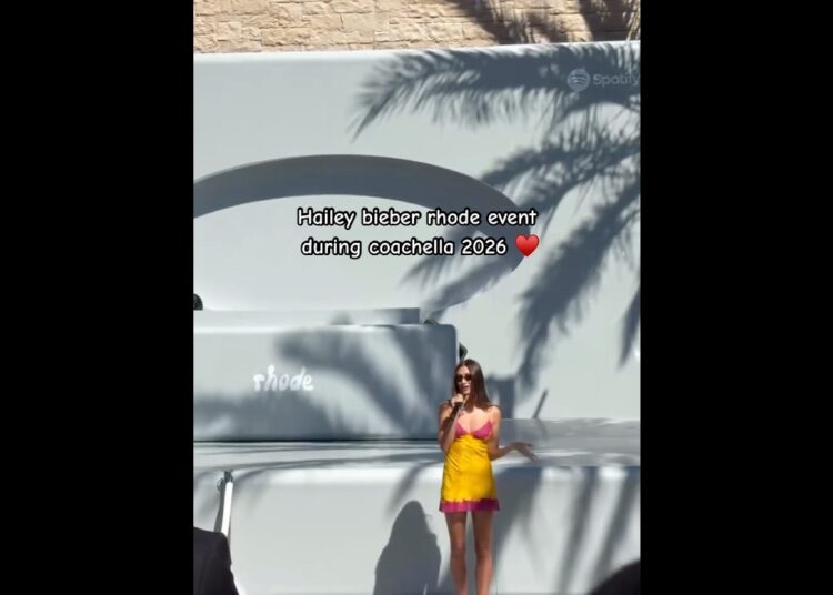 Hailey bieber rhode event during coachella 2026 ♥️ #viralshort #celebrity #goviral #youtubeshorts