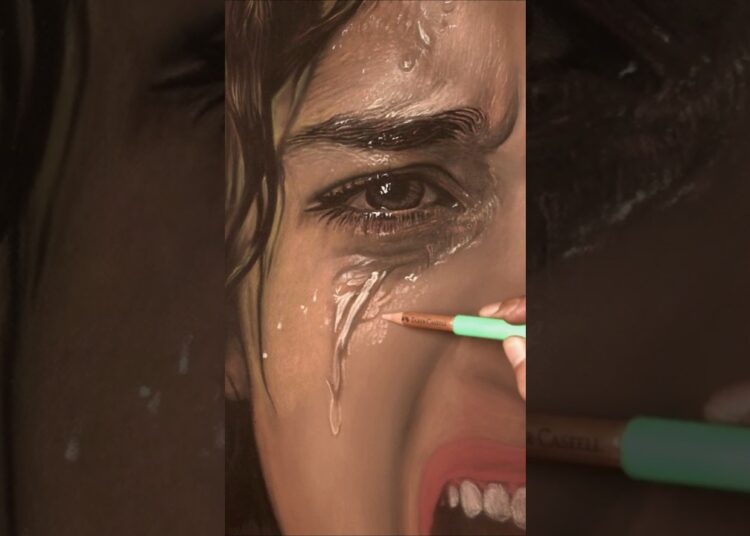 Depressed Girl😔 Hyper Realistic Drawing #viralvideo #art #drawing #sketch #painting