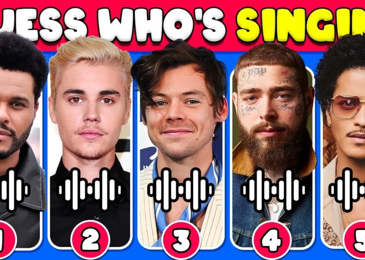 Guess WHO’S SINGING 🎤🎵 | Male Celebrity Edition | Justin Bieber, Post Malone, The Weeknd, Bruno Mars
