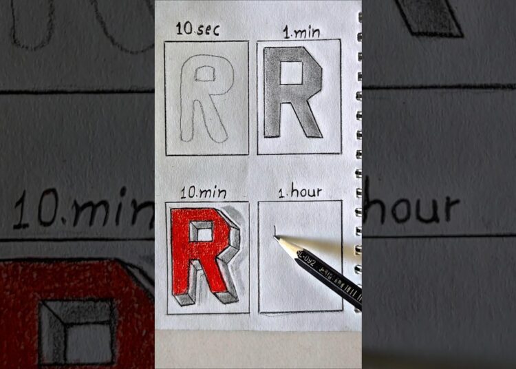 how to draw 3d latter “R” #mtartist #drawing #art #ytshorts #latterR