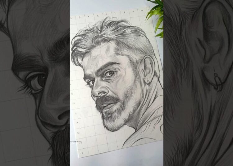 Virat Kohli Drawing ✍️ Outline #shorts #art #drawing #viratkohli
