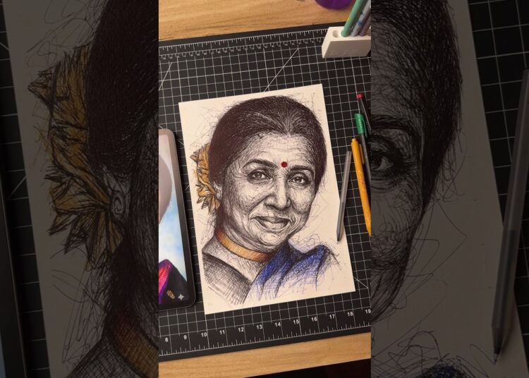 A Tribute To Asha Bhosle Ji 🙏 #shorts #art #drawing #ashabhosle