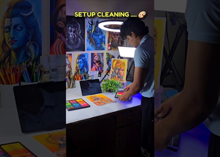 Art Studio Cleaning 🎨 #shorts #art #drawing #drawingtutorial #drawingtechniques #setup
