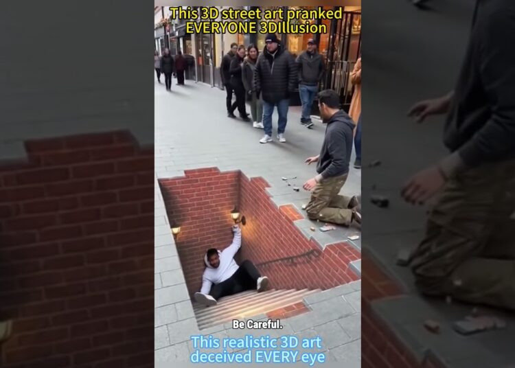 This 3D street art pranked EVERYONE@ @#StreetArt #Opticallllusion#ArtPrank #PublicPrank#mindblown