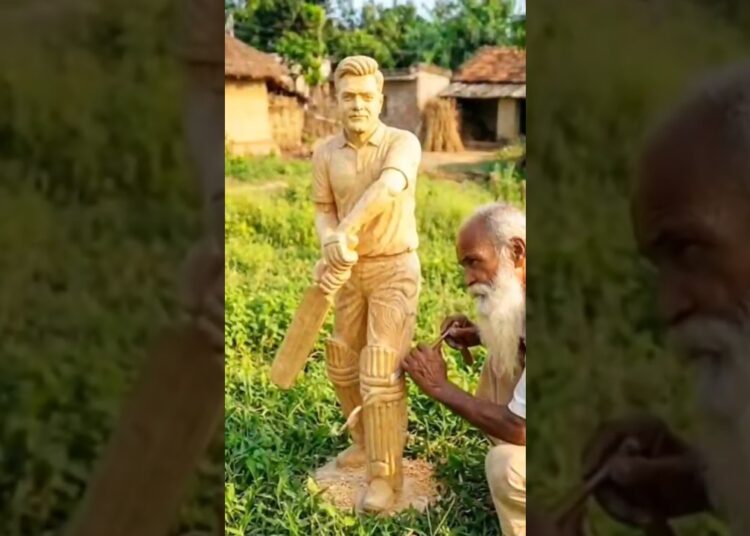 Artist ka Kamaal: Rashid Khan Cricket Statue Carving! #rashidkhan #woodcarving #artist