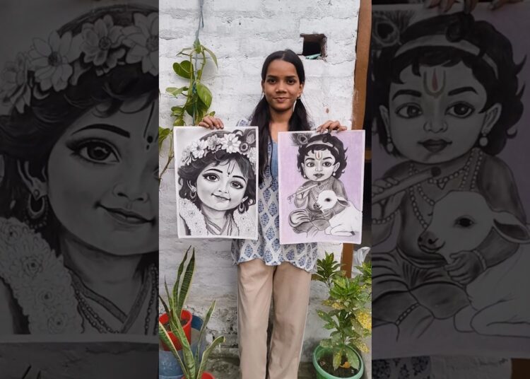 Krishna ji drawing @artistAmrita97 #krishna #radhakrishna #art #artist #sketch #drawing #clips