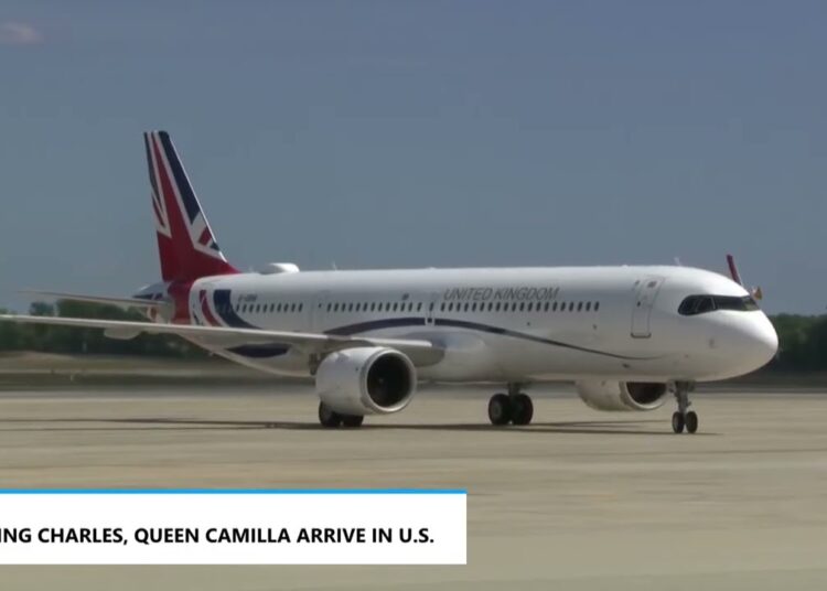 King Charles, Queen Camilla arrive in US: British royals land, depart for White House Trump meeting