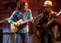 Aston BARRETT and Bob MARLEY, Bob Marley performing live on stage at the Odeon with Aston 'Family Man' Barrett.Photo by Ian Dickson&sol;Redferns