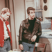 American actors Henry Winkler, as Arthur 'Fonzie' Fonzarelli, Ron Howard as Richie Cunningham, and Marion Ross as Marion Cunningham, in a scene from the television sitcom 'Happy Days', circa 1975. -
