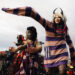 Performers dance on stilts during the the Sick New World music festival at Las Vegas Festival G ...