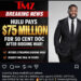 TMZ headline about Hulu paying $75 million for a 50 Cent documentary. 50 Cent is pictured in a suit, smiling.