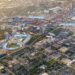 The rendering above shows the new location of the Kansas City Royals ballpark. The circle denotes locations within a 10-minute walk from the ball stadium.