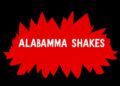 An abstract, minimalist illustration featuring overlapping black silhouettes of the members of Alabama Shakes against a bold red background, conveying the band's raw energy and social commentary.