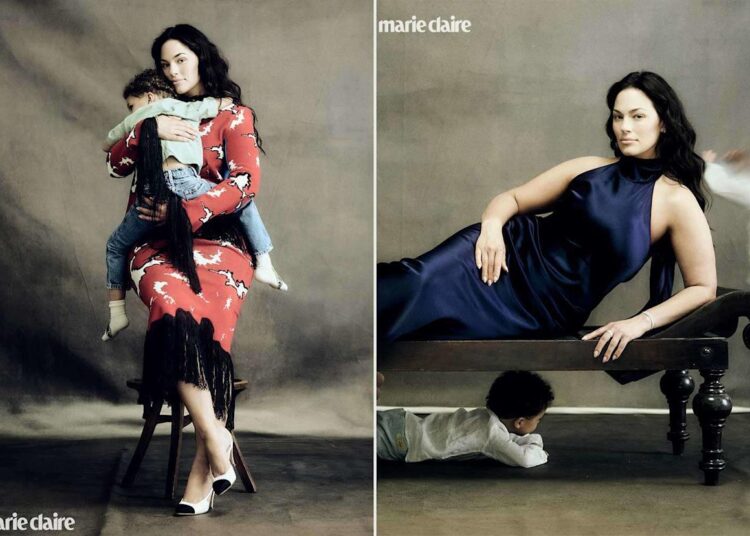 Ashley Graham with her kids for Marie Claire.Credit: Luka Booth for Marie Claire