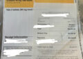 Prescription paperwork from Cedars-Sinai Medical Center with a note questioning accusations of lying about cancer for money.