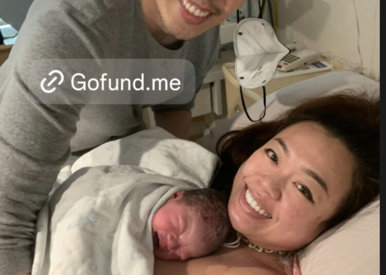 Jeff Ross sharing GoFundMe for Alex Duong alongside picture of Duong, his wife Christina, and their daughter.