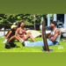 Instagram story by 'Summer House's KJ Dillard. A screenshot of Ciara Miller, Mia Calabrese, and KJ Dillard on 'Summer House' season 10, with the caption "i love my big sisters for life."