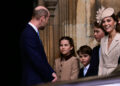 Britain's Prince William, Prince of Wales, Britain's Princess Charlotte of Wales, Britain's Prince Louis of Wales, Prince of Wales, Britain's Prince George of Wales and Britain's Catherine, Princess of Wales arrive at St George's Chapel, in Windsor, west of London, to attend the Easter Matins Service, on April 5, 2026.