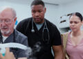 Luke Tennie (center) on 'The Pitt'Credit: Warrick Page